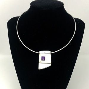 Mother of Pearl  Amethyst Sterling Silver Pendant